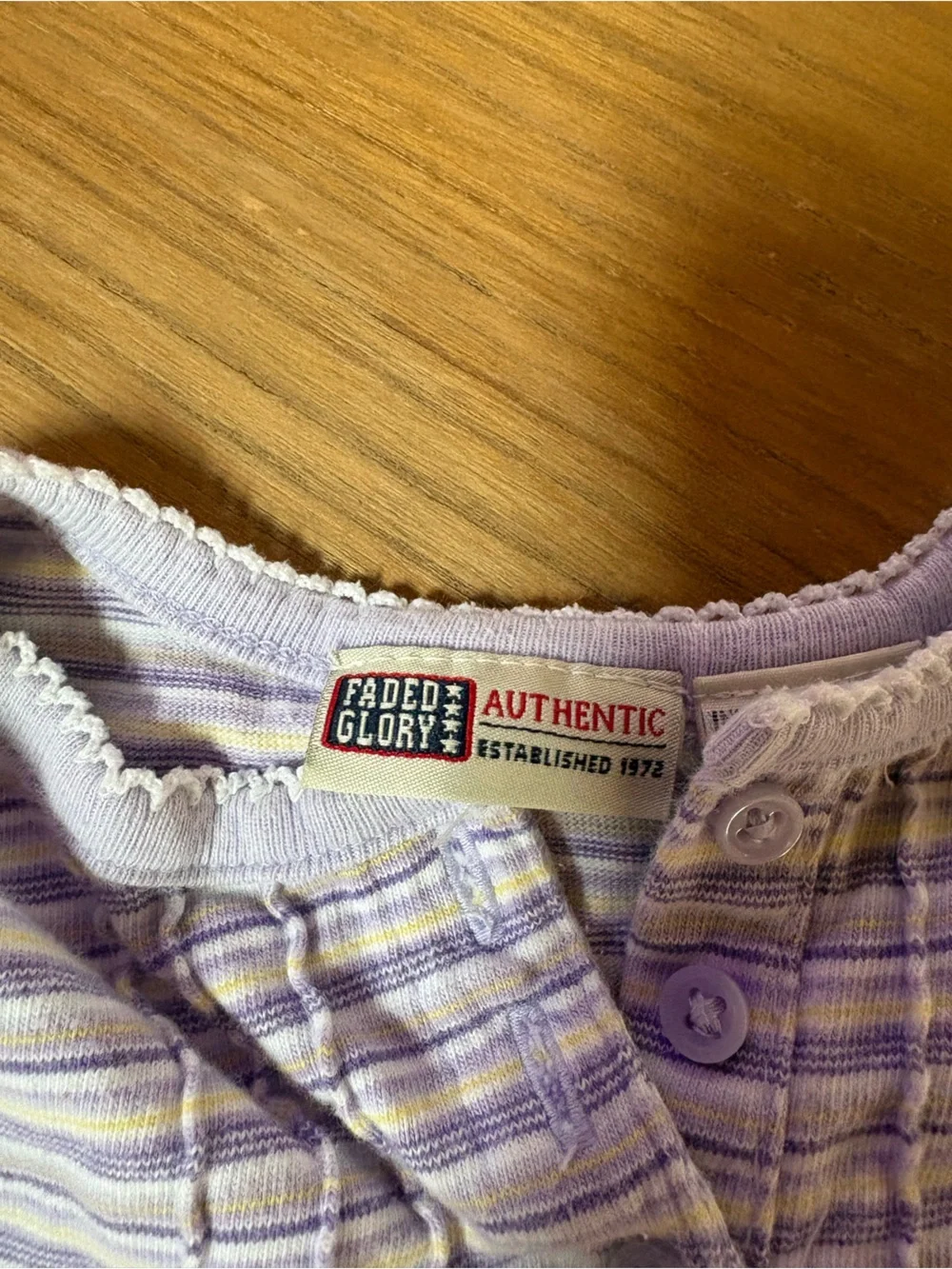 90s Faded Glory Purple Stripe Bodysuit & Blue Denim Overalls Kids Matching Set